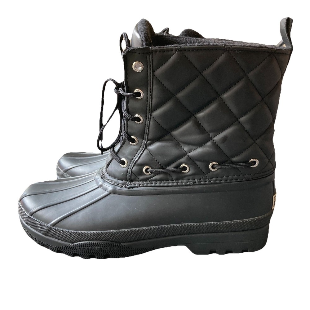 Sperry Top Sider Women's Size 8 Gosling Black Quilted Waterproof Duck Boots